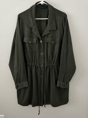 Torrid Women Jacket Green Shirt Faux Suede Shacket Button Front Collared Sz 3 3X